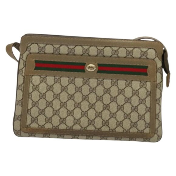 GUCCI GG Supreme Web Sherry Line Shoulder Bag PVC Beige 41 02 090 Auth ki5836 - Picture 10 of 13